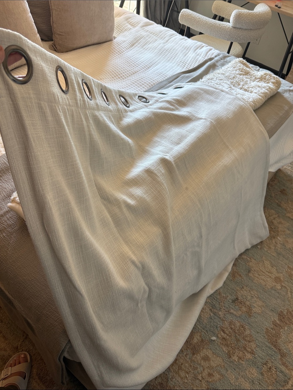 Amazon Cream Textured curtains with Metal Eyelet Accents